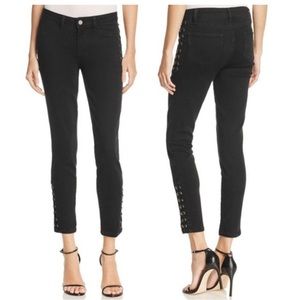 PAIGE Lacey Lace Up Black Denim Skinny Jeans size 29